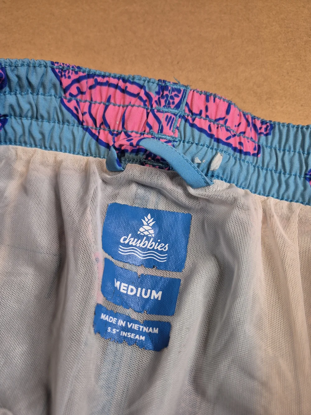 chubbies Blue Swim Shorts with Pink Turtle Print 4573/7